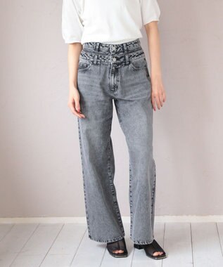 Green Parks ・ＥＬＥＮＣＡＲＥ　ＤＵＥ　Ｗウエストデニムパンツ Gray