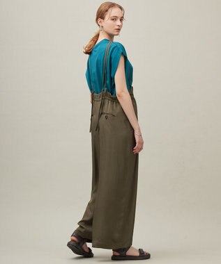 23区 【SACRA】アセテートブライトツイル サロペット カーキ系