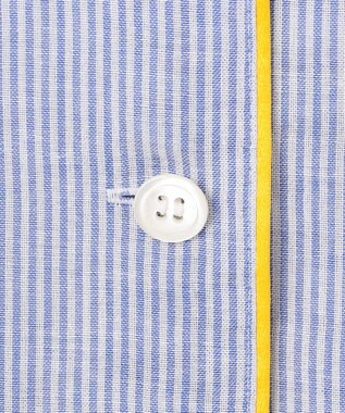 自由区 【WEB限定】オーガニックコットンパジャマ ブルーストライプ×イエロー