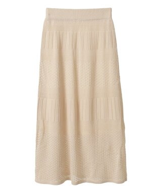 earth music&ecology ＳＥＴ２点レース編みペプラムカーデ＋スカート Light Beige