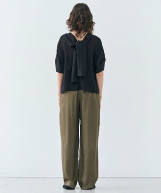 BEIGE， 【洗える・吸水速乾・防シワ】LIATRIS / バックリボンハーフスリーブブラウス Black