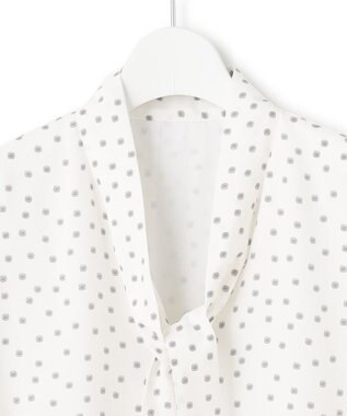 23区 S 【洗える】バックサテンアムンゼン タイプリント ブラウス ホワイトプリント