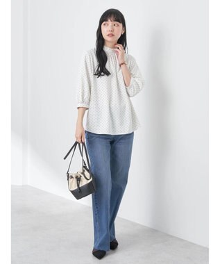 earth music&ecology ２ｗａｙフリル７分袖ブラウス Dot