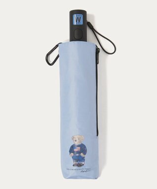 MOONBAT 【WEB限定/遮光率100%/遮熱/UV】POLO RALPH LAUREN（ポロ ラルフローレン）晴雨兼用日傘 ポロベア 無地 折りたたみ傘 自動開閉 サックスブルー