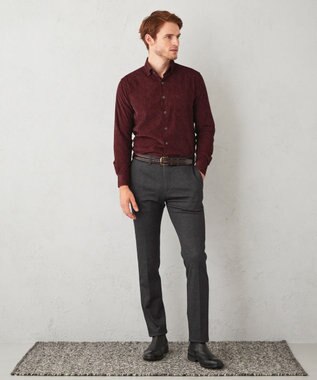 JOSEPH ABBOUD 【ソフトな着心地】ペイズリー柄 コーデュロイシャツ ワイン系6