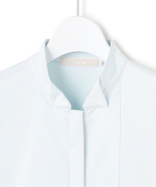 ICB L 【洗える】 ブラウスライクジャージー ロングカットソー クリアサックス系