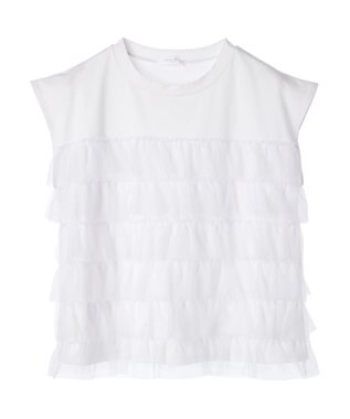 Green Parks フレンチスリーブチュールティアードプルオーバー White