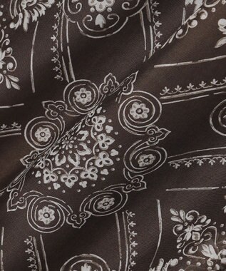 自由区 ロータスタイルプリント ワンピース ブラウン