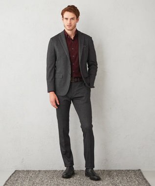 JOSEPH ABBOUD 【ソフトな着心地】ペイズリー柄 コーデュロイシャツ ワイン系6