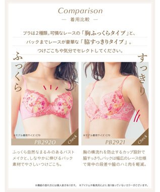 Wing ブラジャー Wing Lesiage 脇すっきりの着やせシルエット 背中の段差・脇のハミ肉軽減 【2920シリーズ】 Gカップまで対応 大きいサイズ ブラ PB2921 ウイング／ワコール オレンジ