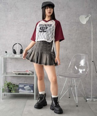 WEGO ラグランレースサイドドロストショートT ワイン