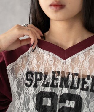 WEGO ラグランレースサイドドロストショートT ワイン