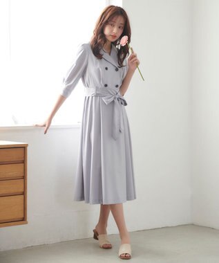 Feroux トレンチ風 ワンピース ブルーグレー系
