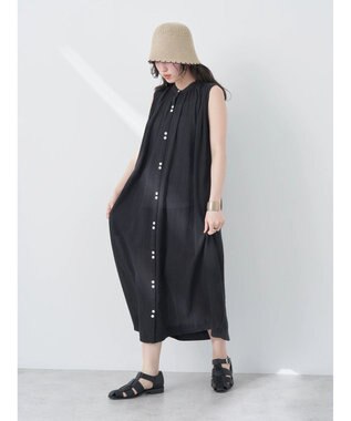 earth music&ecology ノースリーブギャザーワンピース Black