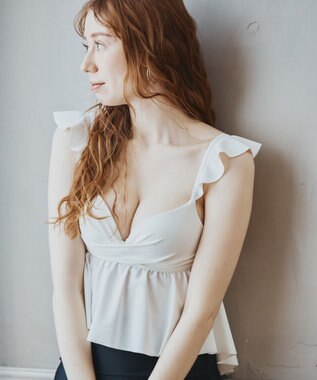 San-ai Resort（三愛水着楽園） WEB限定商品　ワコール共同開発、ノンワイヤーなのにぷっくり美胸を作る【ダブルアップ】　フレアビスチェビキニ M1/M2/L1 ホワイト×ブラック