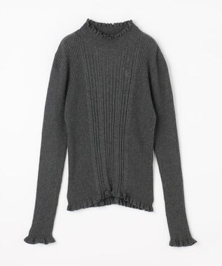 組曲 KIDS 【150-160㎝】フラワードット リブニット チャコールグレー