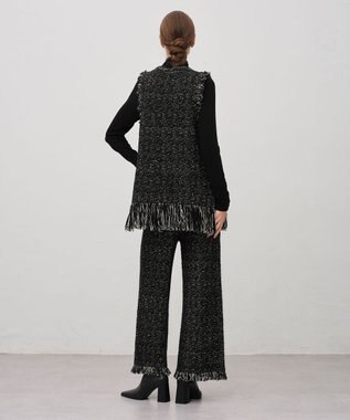 uncrave ツイードニット ジレ ブラック×オフ