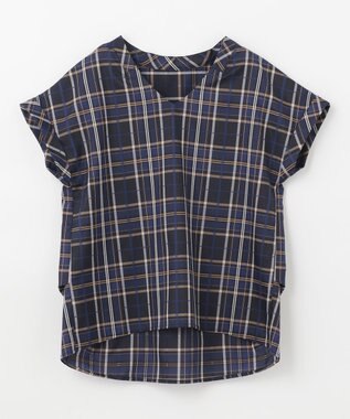 ANY 【洗える】イージーケアチェック ブラウス ブラックチェック