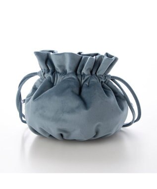 UNBILLION カシュカシュ cachecache / メタリックリボンベロア巾着バッグ ブルー