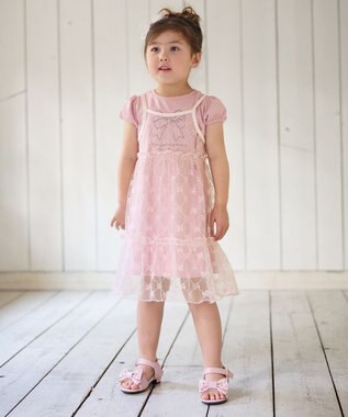 ANY KIDS チュールキャミソール付き ワンピース ピンク