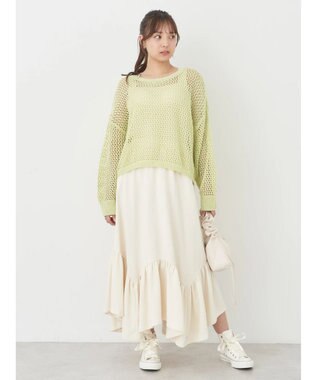 earth music&ecology ウラケ裾フリルスカート Ivory