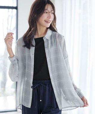 Tiaclasse シアーシャツ＋タンクトップセット（2点セット） サックスチェック