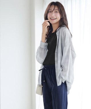 Tiaclasse シアーシャツ＋タンクトップセット（2点セット） サックスチェック