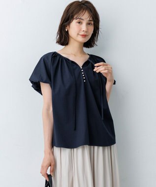 組曲 L プレーティング天竺 バルーンスリーブ カットソー ネイビー系