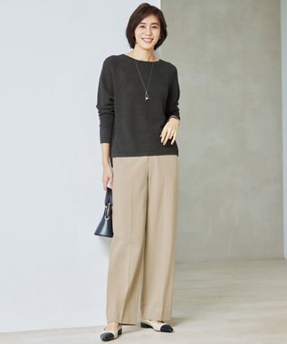 自由区 L 【カタログ掲載・WEB限定カラーあり・洗える】リネンミドルゲージボートネック ニット [新色]スレート