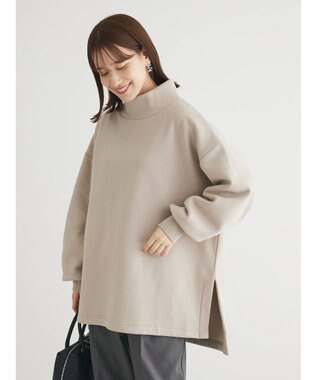 Green Parks Ｂｒｕｓｈｅｄ　タートル裏起毛チュニック Gray Beige