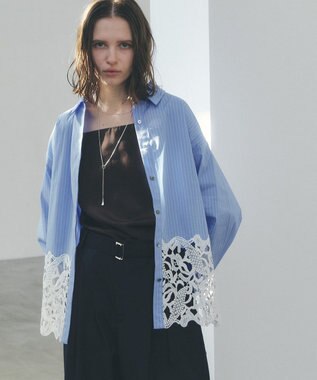 YECCA VECCA レースヘムロングシャツ