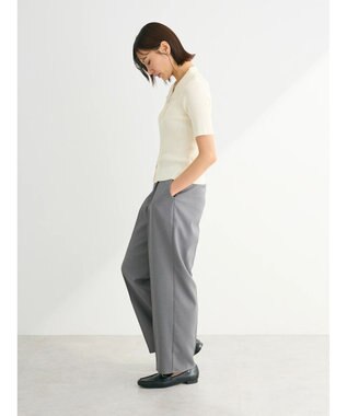 Green Parks ５分袖衿付きＺｉｐプルオーバー Ecru