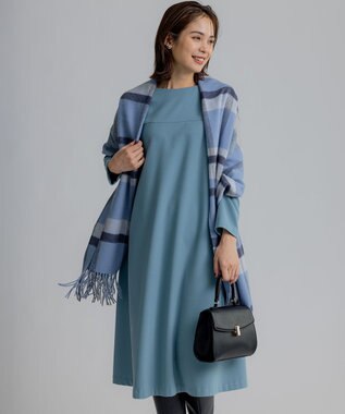 組曲 ウールマルチチェックストール ブルー系3