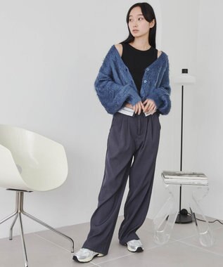 WEGO ファータッチニットショートカーデ ブルー