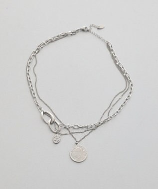 earth music&ecology 【ステンレス】コインモチーフ３連ネックレス