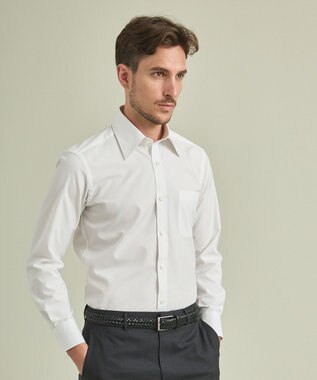 GOTAIRIKU 【形態安定/コンバーチブルカフス仕様】PREMIUMPLEATS_レギュラーカラー 通年ドレスシャツ ホワイト系