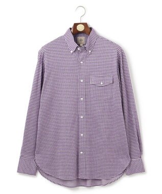 J.PRESS MEN 【KING SIZE】ギンガムチェック コットンネルジャージシャツ パープル系3