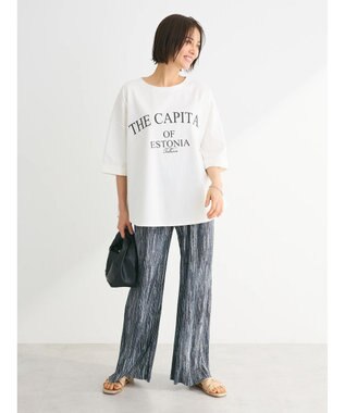 Green Parks セルフカットプリーツワイドパンツ Stripe Black