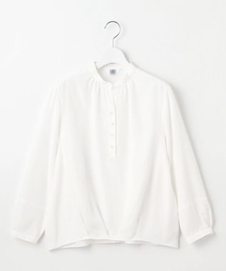 J.PRESS LADIES S 【洗える】アセVisシャドーギンガム タック ブラウス ホワイト系