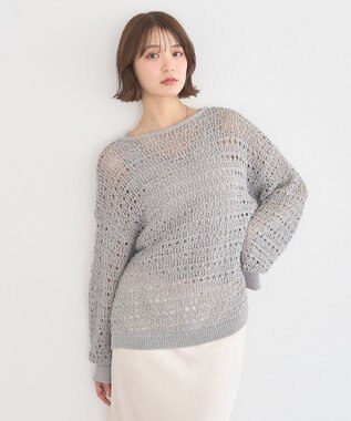earth music&ecology メッシュニットプルオーバー Gray