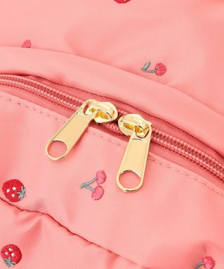 ANY KIDS 【10L容量】総柄刺繍リュック ピンク（イチゴ×サクランボ）