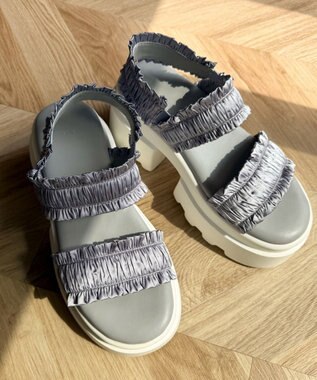 WEGO 厚底フリルギャザーサンダル ライトグレー