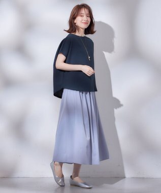 ANY 【ウエストゴム】タフタフレアスカート ライトブルー