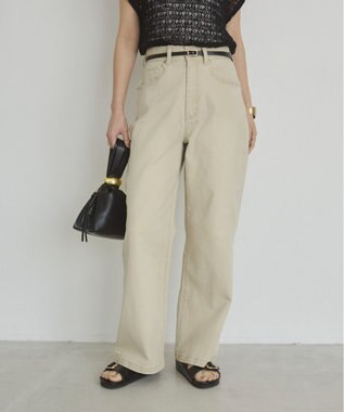 WEGO 【ANGIE VINTAGE/SMLサイズ展開】ワイドストレートデニムパンツ ライトベージュ