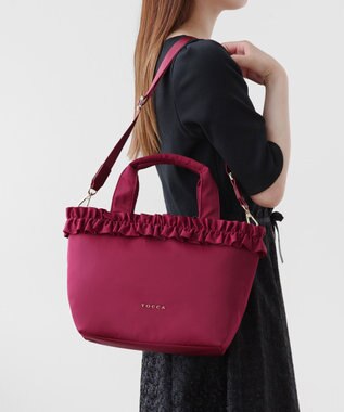 TOCCA 【ショルダー取り外し可能】FRILL GARLAND NYLONTOTE  トートバッグ レッド系