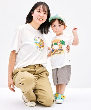 MIKI HOUSE HOT BISCUITS 【家族でおそろい】【80-120cm】アウトドアデザイン 半袖Tシャツ グリーン