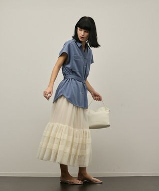 GRACE CONTINENTAL チュールティアードスカート キナリ