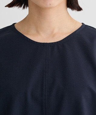 Green Parks 表面感裾タックブラウス Dark Navy