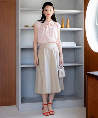 組曲 【洗える・イージーケア】シアーカルゼ ボウタイ ブラウス ピンク系