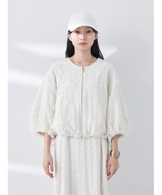 earth music&ecology シャーリングタックスリーブブルゾン Ivory